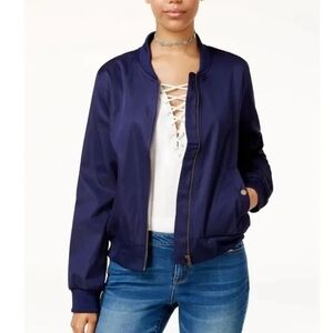 Hippie Rose Deep Blue Bomber Jacket